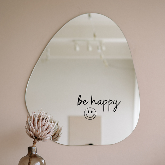 Aufkleber „be happy“