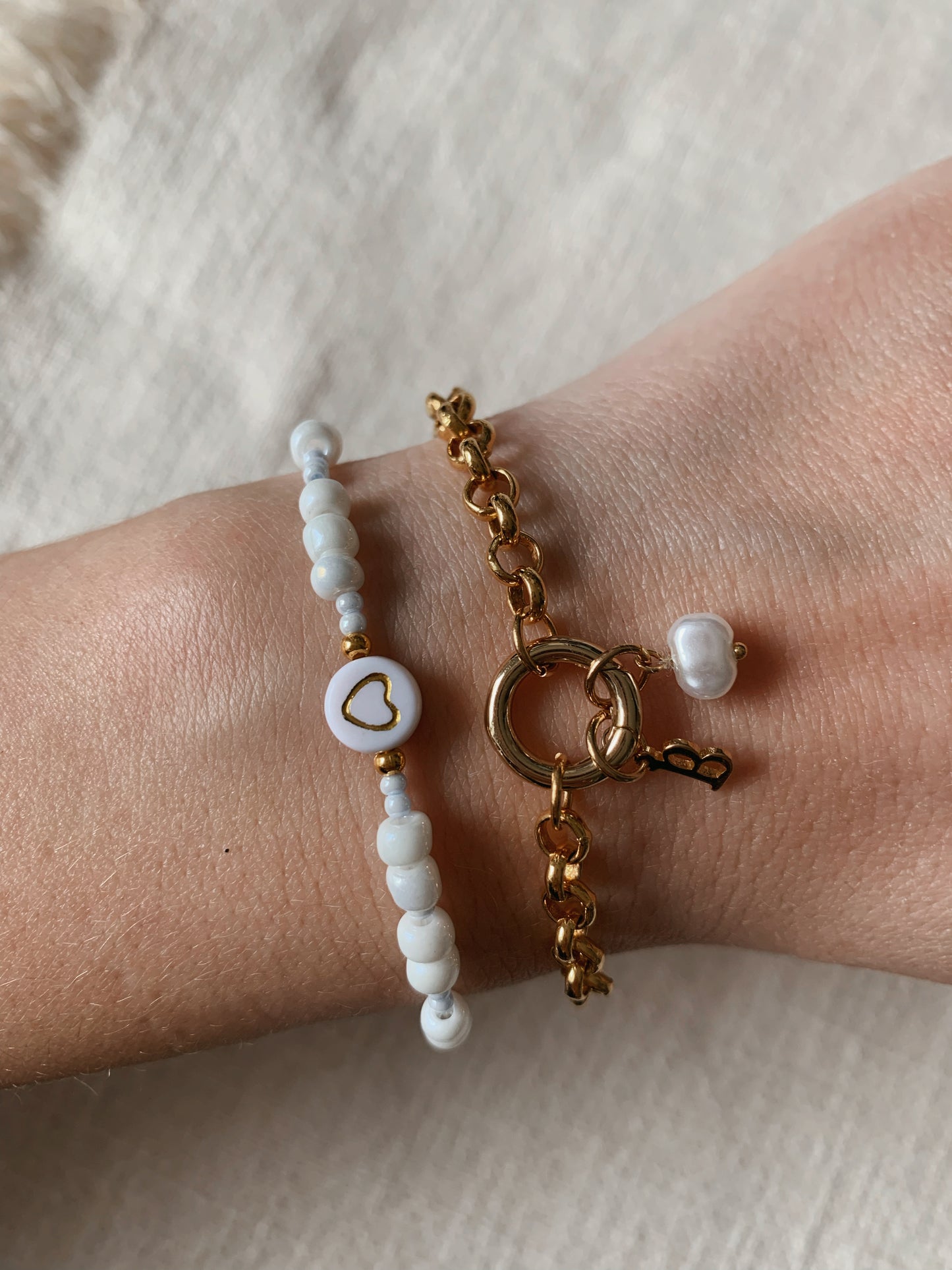 Perlenarmband Herz, Smiley